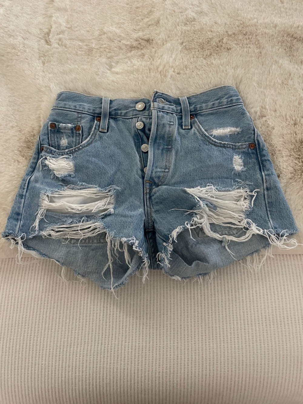 Levi’s size 23 Distressed Light Blue Denim Women's Shorts